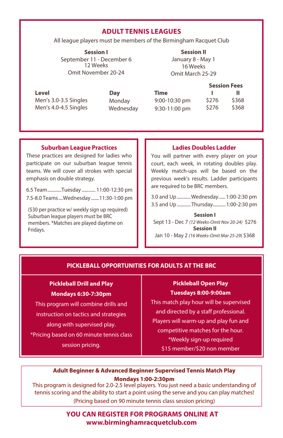 Adult Tennis Leagues